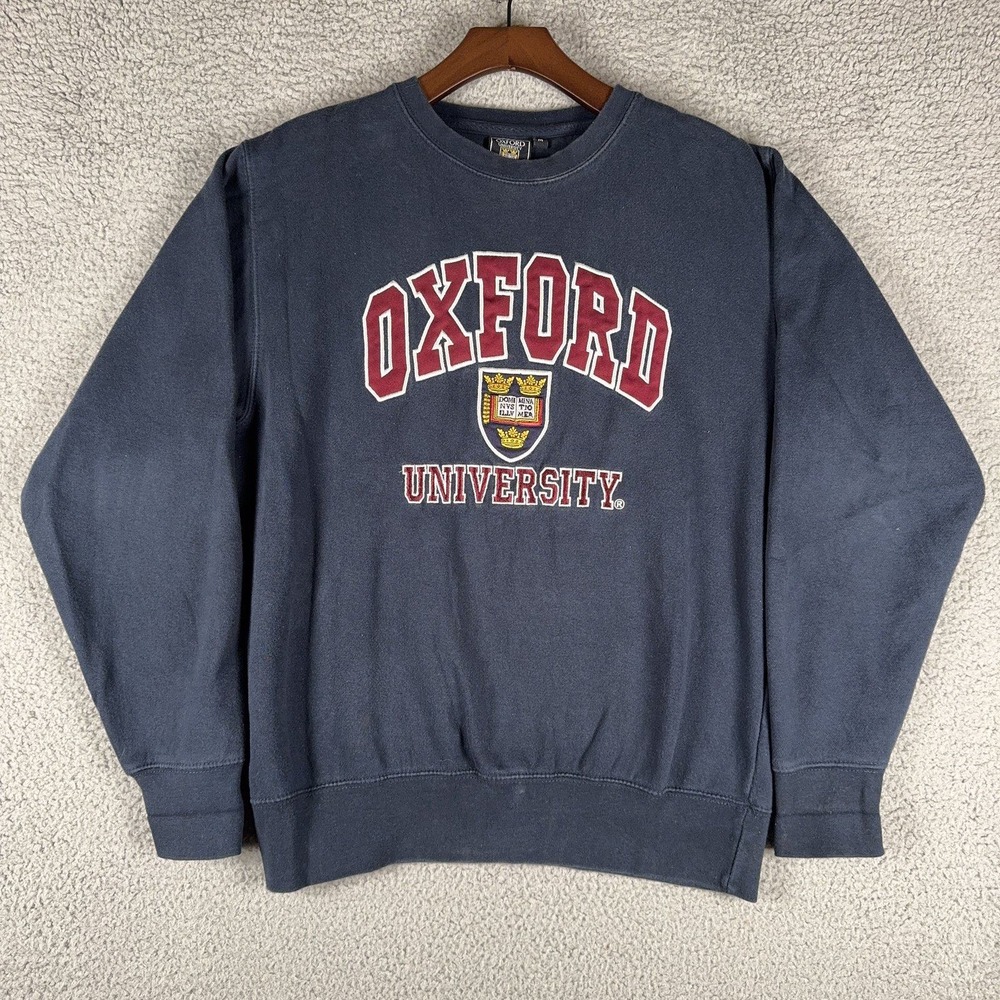 Oxford University Embroidered Crewneck Sweatshirt Mens M Navy Blue Crest